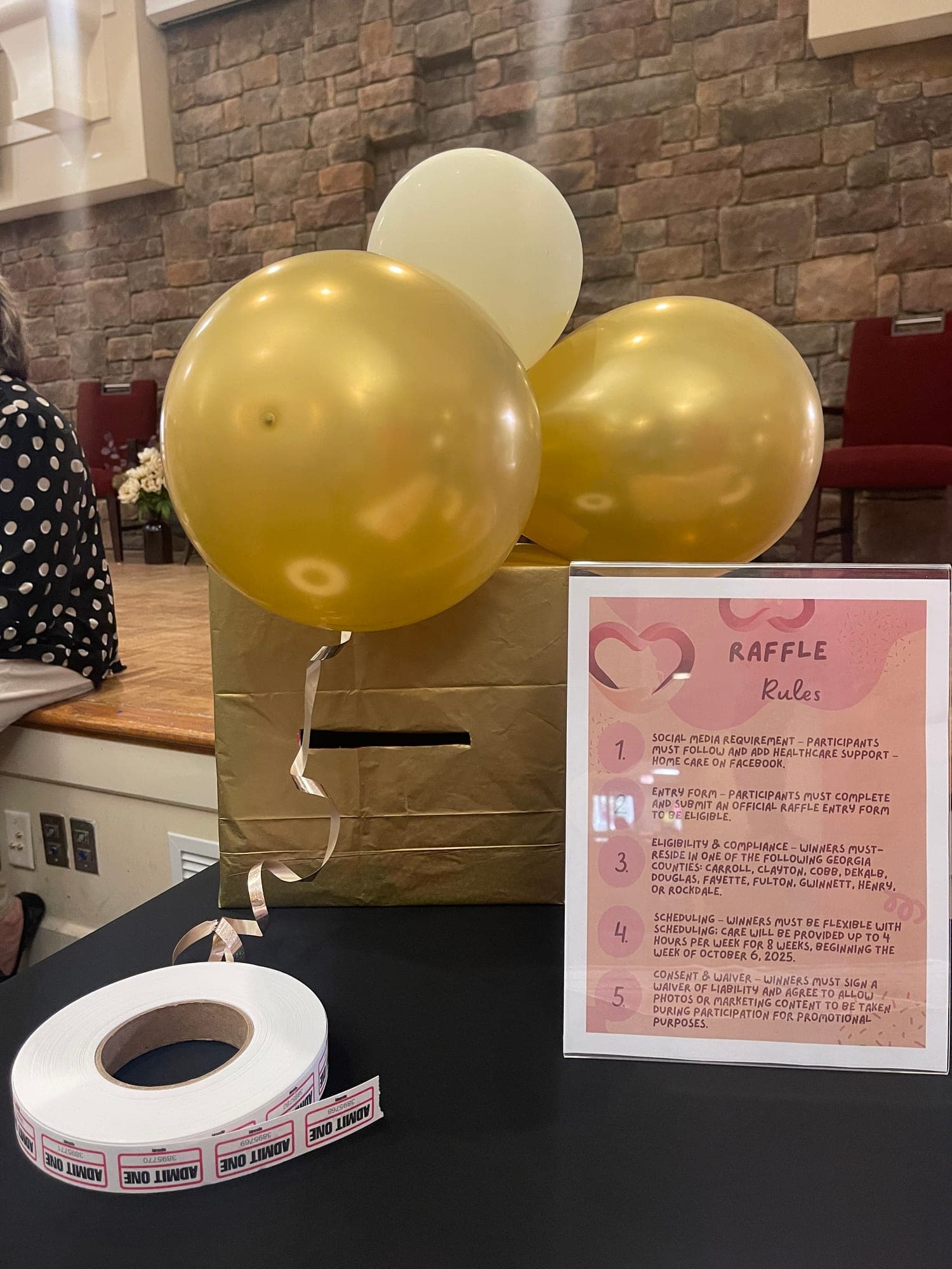 The agency's raffle table at a community health fair